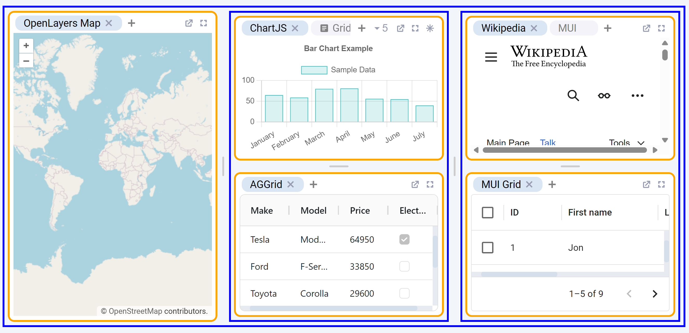 FlexLayout Demo Showing Layout